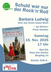 Plakat Lesung von Barbara Ludwig Schuld war nur der Rock'n'Roll